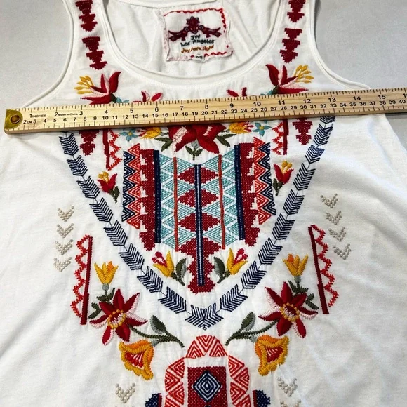 Johnny Was Embroidered White Sleeveless Tunic Tank  XS‎ - Picture 5 of 10